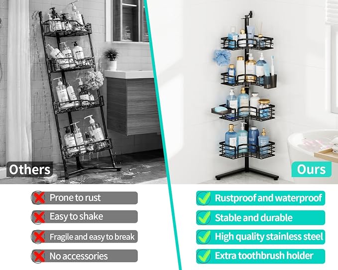 HapiRm Corner Shower Caddy Stand - Image 5