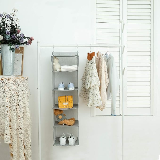 5 Shelves Hanging Closet Organizer, 2 Pack Hanging Storage - Image 4