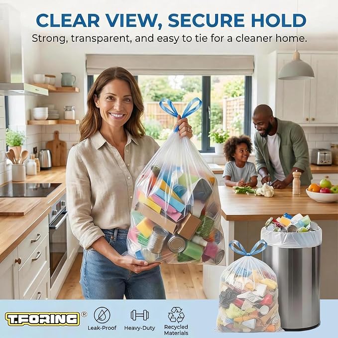 Medium 6 Gallon Trash Bags Drawstring, 1.1 Mil, Strong Garbage Can Liners - Image 7