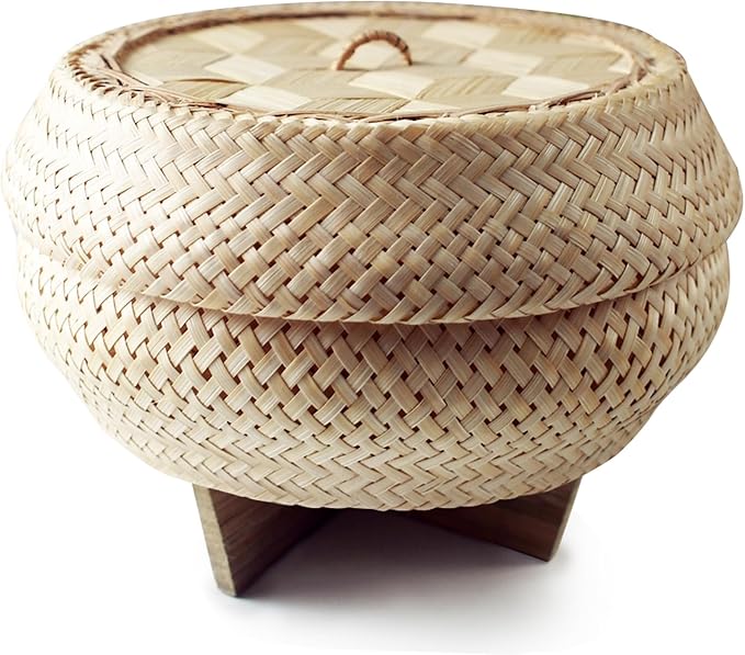 Sticky Rice Pressure Cooker Slow Cook Set Bamboo Basket Steaming Kit Recipe With Water (Size 5.5 in.)
