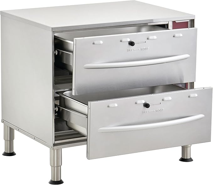 Kratos Commercial Electric Drawer Warmer, Stainless Steel Double Drawer Food Warmer for Restaurants and Hotels, 120V, 900W