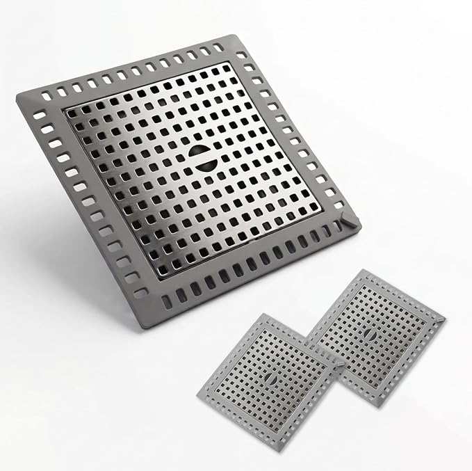 2 Pack Square Shower Drain Hair Catcher Stainless Steel | Anti-Clog Hair Stopper by Absorich