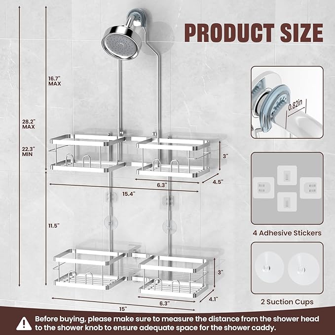 REINHARDT Adjustable Shower Caddy Hanging - Image 6