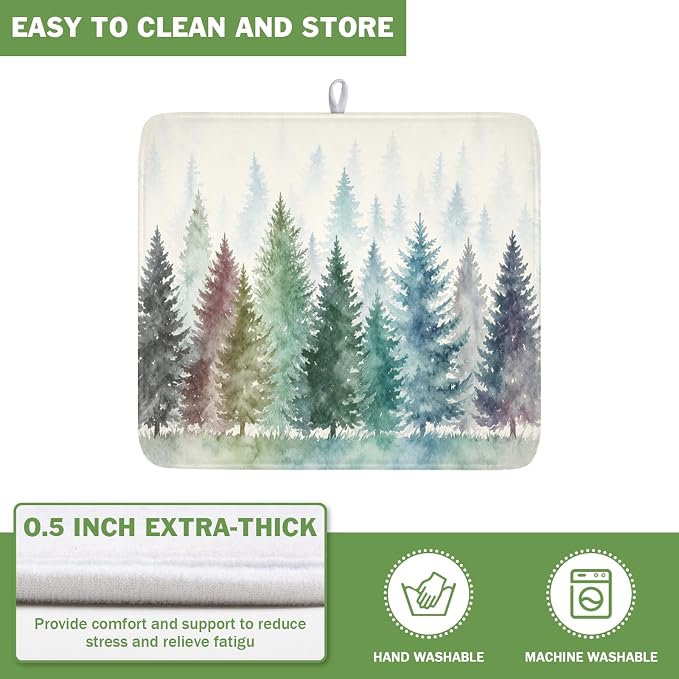 Giwawa Pine Tree Dish Drying Mat Natural Forest Fog Microfiber Dishes Pad 16x18 - Image 5