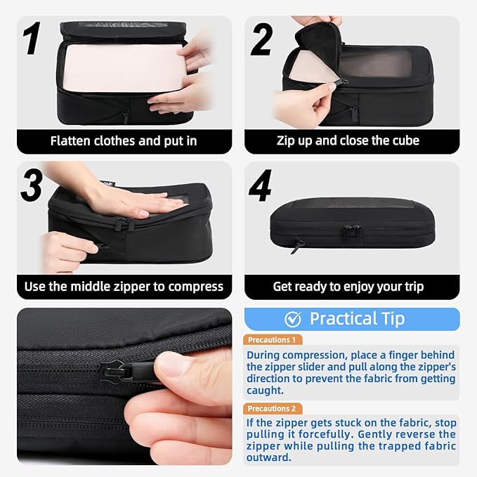 BAGAIL 4 Set/6 Set/8 Set Compression Packing Cubes Travel Accessories - Image 4