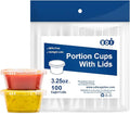 EDI Clear Disposable Plastic Portion Cups with Leakproof Lids | Jello Shot & Condiment Cups | 3.25 OZ, 100 Sets | BPA Free & Recyclable