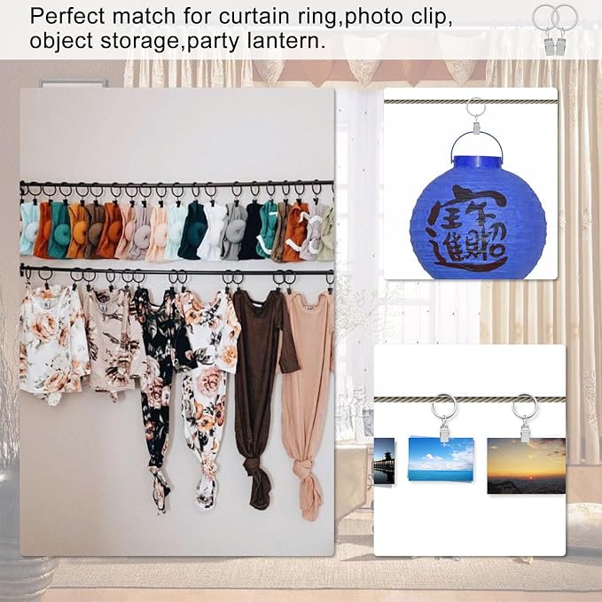 42 Pack Curtain Rings with Clips 1.5" Interior Diameter, Metal Drapery Clips - Image 6