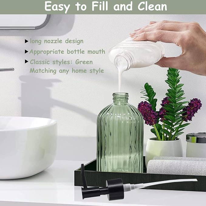 YYTSGG Green Glass Soap Dispenser Set - Image 3
