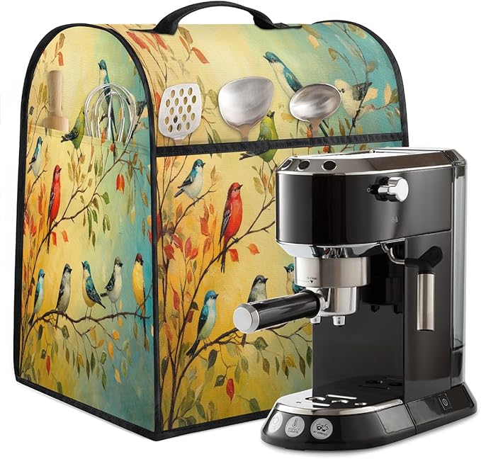 Kitchen Aid Mixer Cover Color Birds Leaves Animal Stand Mixer Cover Compatible with 6-8 Quarts Stand Mixers, Dust Covers with Zipper Pocket Foldable Washable Kitchen Aid Organizer Bag