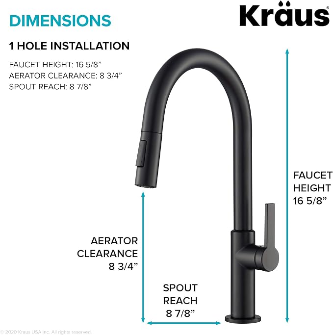 KRAUS Matte Black Single Handle Pull Down Kitchen Faucet KPF-2820MB | - Image 4