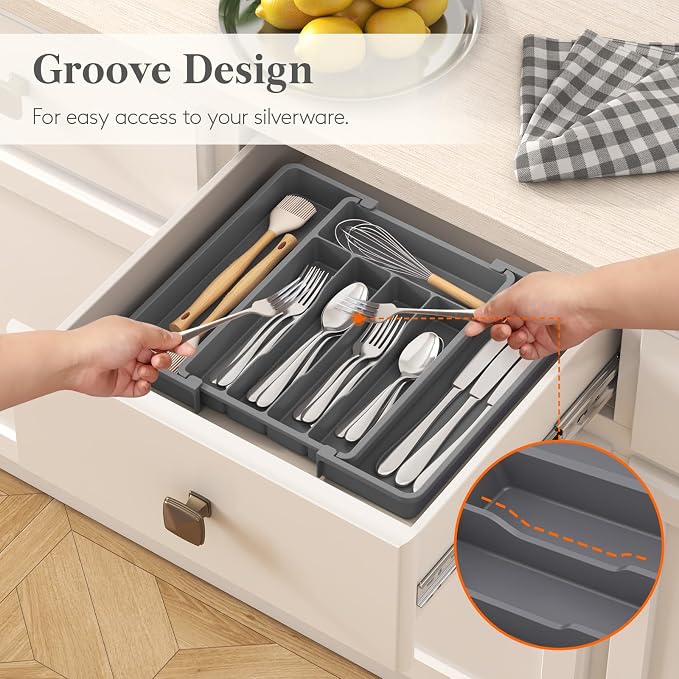 Lifewit Expandable Silverware Drawer Organizer, Kitchen Utensil Tray | BPA-free - Image 7
