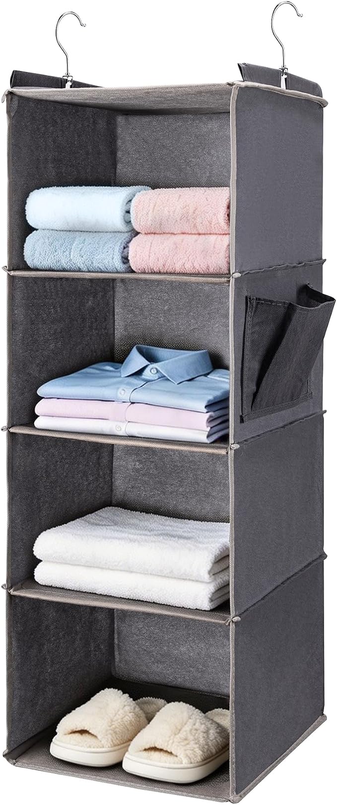 Hanging Closet Organizer and Shelves, 4 Shelves by BOOMIBOO