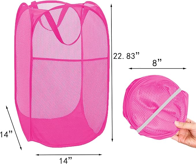 2Pcs Pop Up Laundry Hampers for Cruise Foldable Mesh Laundry Basket - Image 6