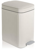 Small Bathroom Trash Can with Lid, 2.6 Gallon Slim Soft Close Step, Cream | by rejomiik