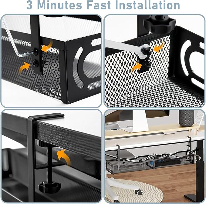 Cable Management, Cable Tray | No Drill Under Desk Cable Management Tray - Image 8