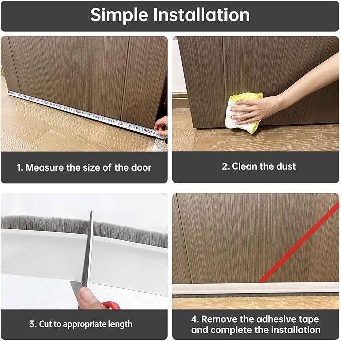 Self-Adhesive Brush Door Sweep, 39.37" L x 2" W, Blocks Dust and Noise - Image 6
