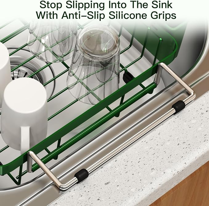 Green Dish Drying Rack Over The Sink - Image 6