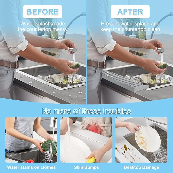 Silicone Sink Edge Protectors 4" x 24", Upgrade Kitchen Sink Splash Guards - Image 4