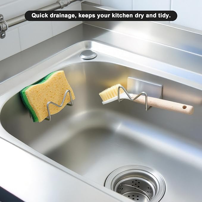 Luckyiren 2-Pack Stainless Steel Sponge Holder, Kitchen Sink Caddy Organizer - Image 4