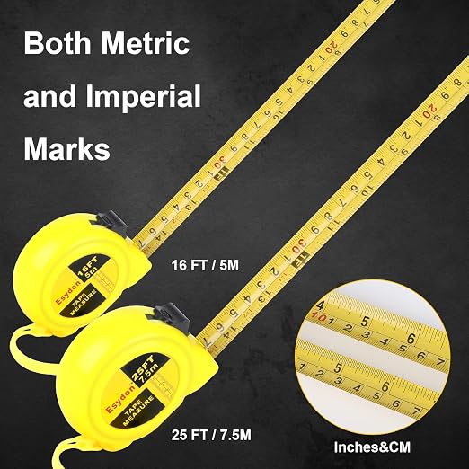 2 Packs Tape Measure 25 ft /16 ft, Esydon Measuring Tape Extendable, - Image 4