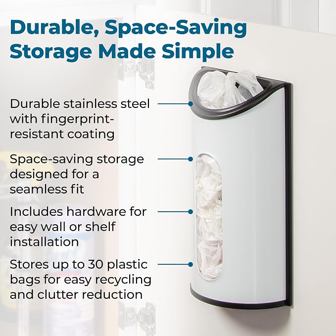Honey-Can-Do Stainless Steel Plastic Bag Saver & Trash Bag Dispenser, - Image 4
