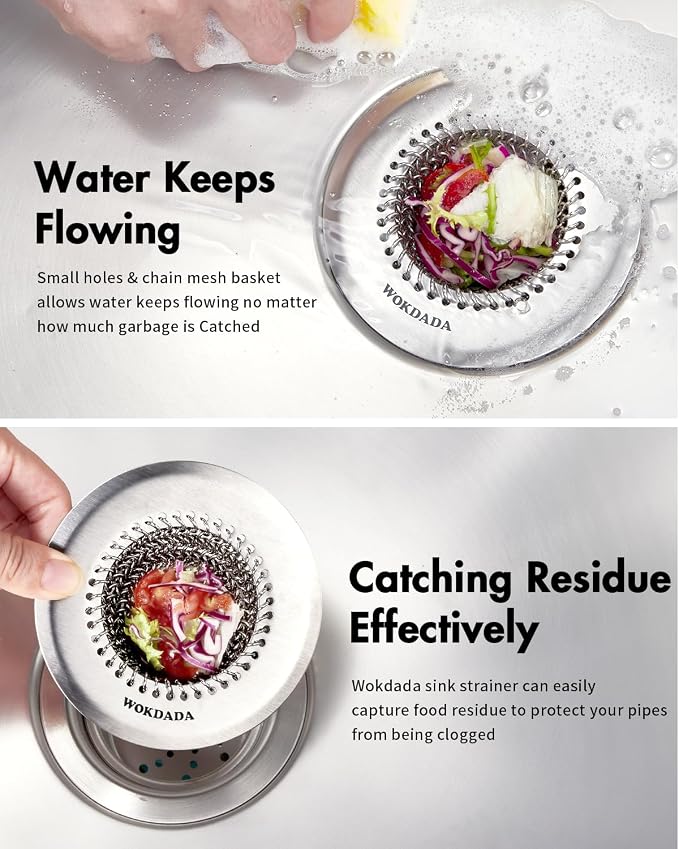 4 Pack Kitchen Sink Drain Strainer, Patented Reversible Chain Mesh Basket - Image 3