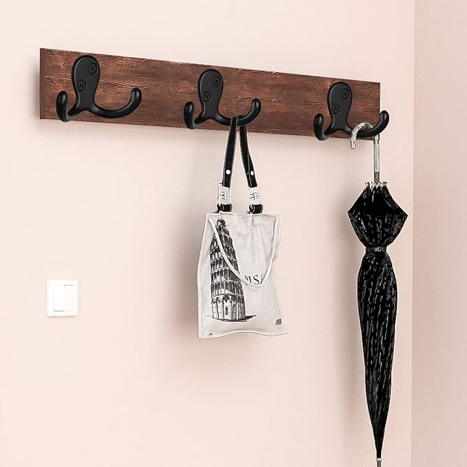 IBosins 10 Pack Black Double Prong Coat Hooks Wall Mounted - Image 7