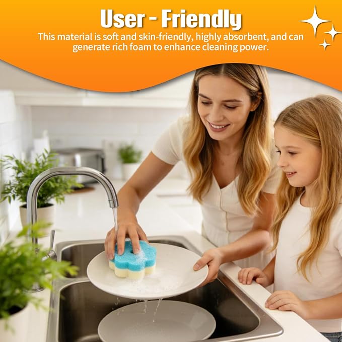 12 Count Scrub Sponges for Dishes, Dual-Sided Temperature-Responsive Scrubber - Image 6