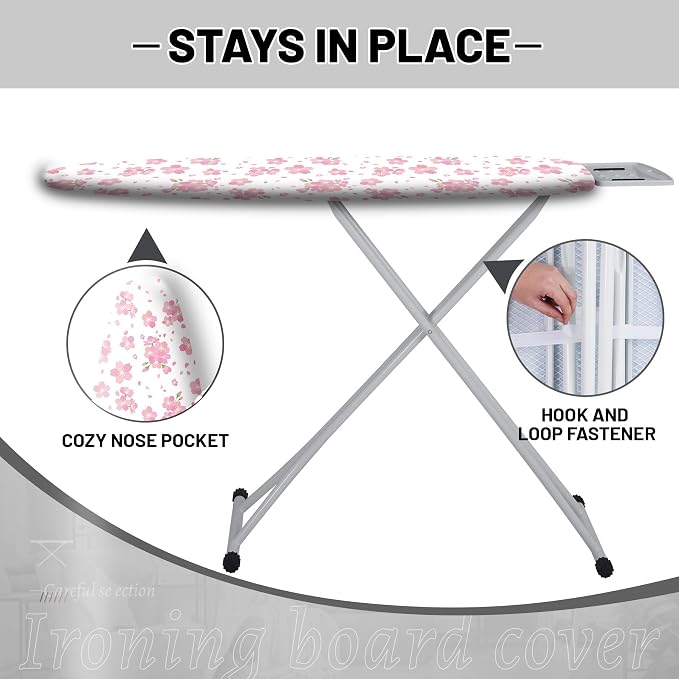 Extra Thick Ironing Board Cover and Pad, Cherry Blossoms 15x54 Ironing Board - Image 3