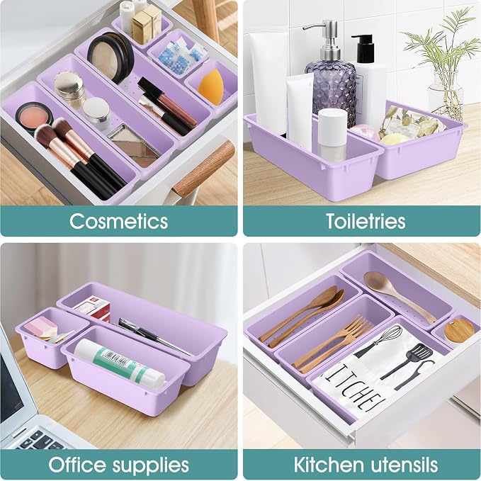 25 PCS Plastic Drawer Organizer Set, Makeup Organizers and Storage Bins | 4 - Image 5