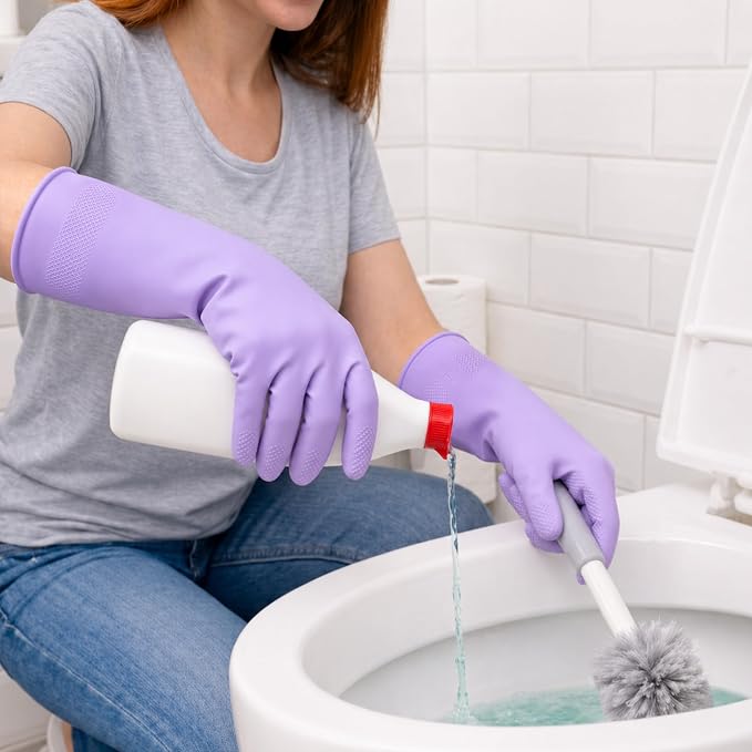 Cleaning Rubber Gloves, Waterproof Non-Slip Long Cuff Dishwashing Household - Image 8