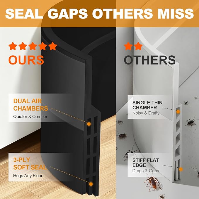 157'' Extra Long Under Door Bottom Seal, Easy Install, Save Energy, Soft Fits - Image 3