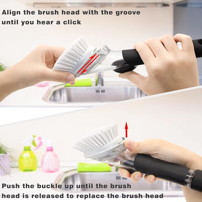 4 Pack Dish Brush Refills for OXO/RIMAY Soap Dispensing Dish Brush | Nylon - Image 6