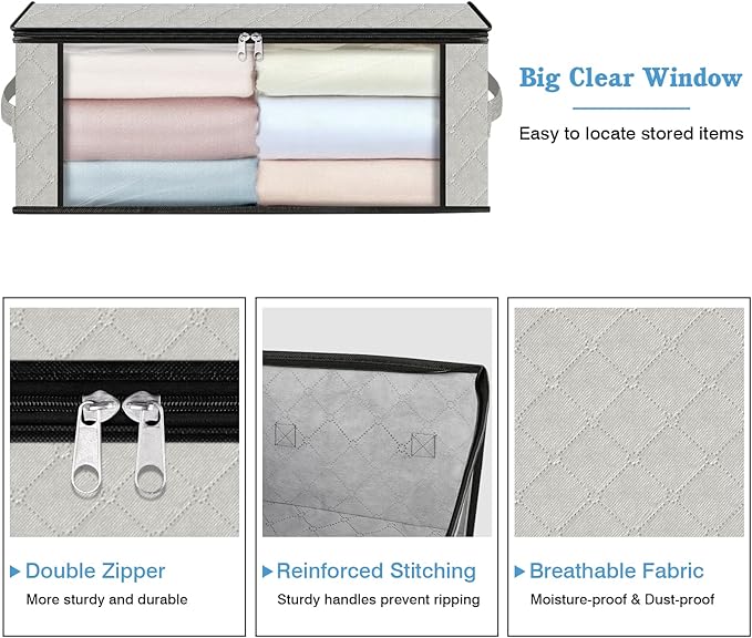 HomeHacks 6-Pack Clothes Organizer Storage Bags, 35L Storage Bins, Reinforced - Image 4