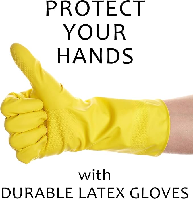 SteadMax 1 Pair Cleaning Gloves, Reusable Natural Rubber Dish Gloves, Latex - Image 6