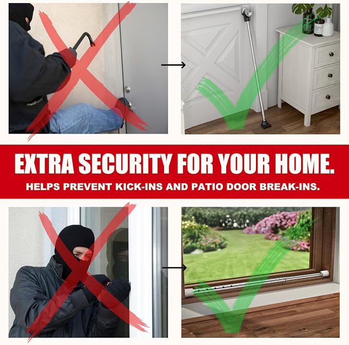 SECURITYMAN 3-in-1 Door Security Bar, Security Door Stoppers & Door Barricade – - Image 8