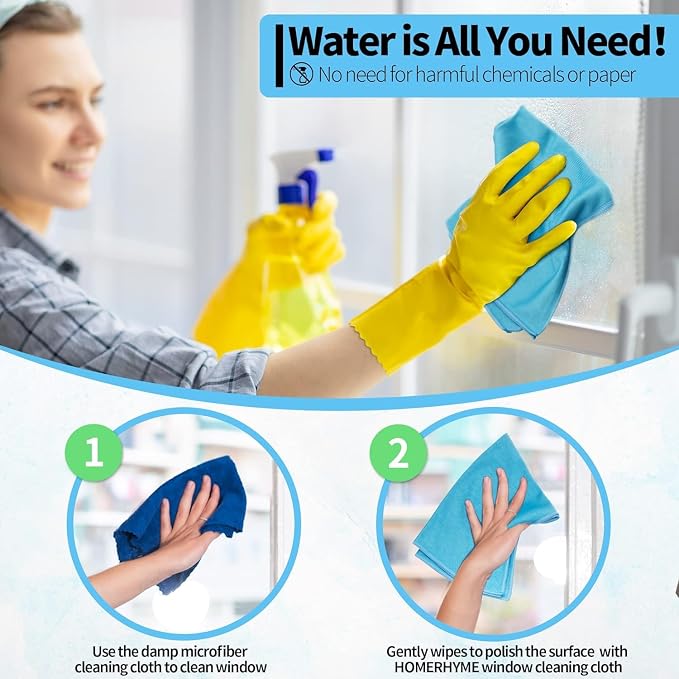 Microfiber Glass Cleaning Cloth, 12 Pack Window Glass Cleaning Rags, Reusable - Image 5
