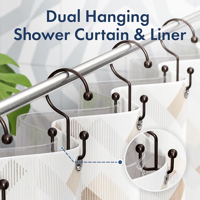 Bathway Shower Curtain Hooks Bronze Shower Curtain Rings, Metal Shower Hooks - Image 5