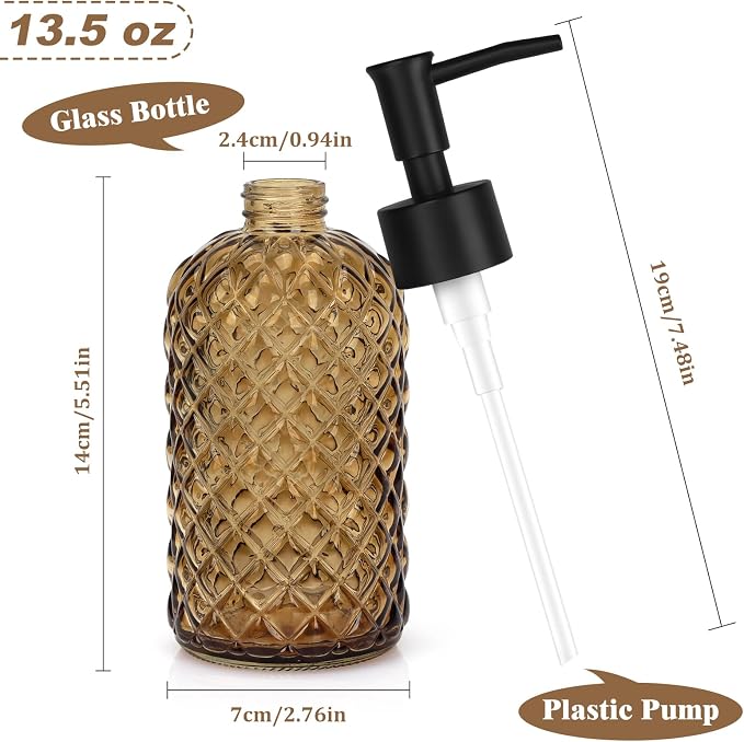 1 Pack 13.5oz Glass Soap Dispenser - Image 2