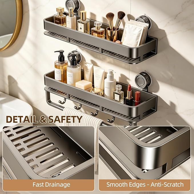 Suction Cup Shower Caddy, No Drilling, Rectangular - Image 7