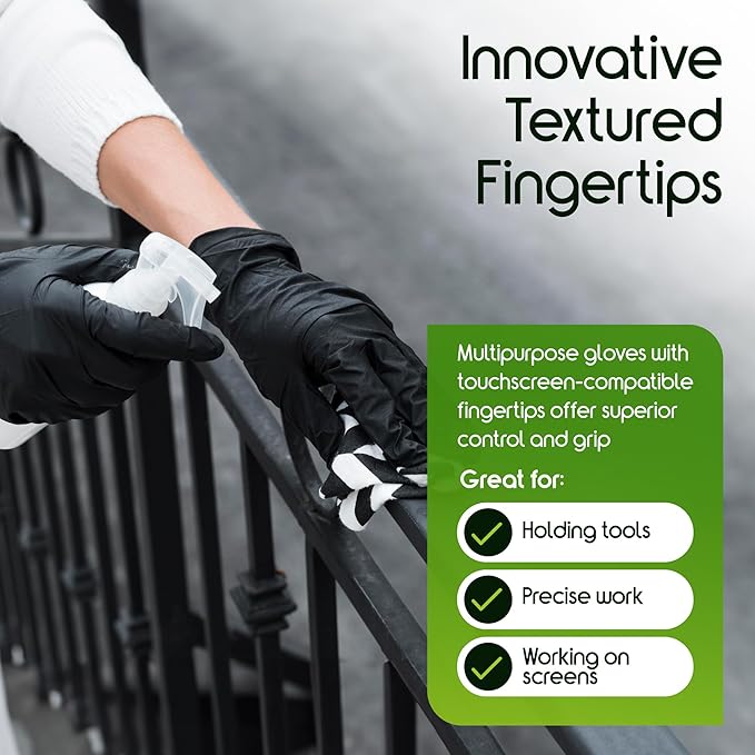 Inspire 6 or 8 Mil HEAVY DUTY Stretch Nitrile Black Gloves Disposable Latex Free - Image 7
