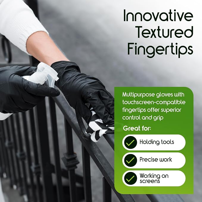 Inspire 6 or 8 Mil HEAVY DUTY Stretch Nitrile Black Gloves Disposable Latex Free - Image 7