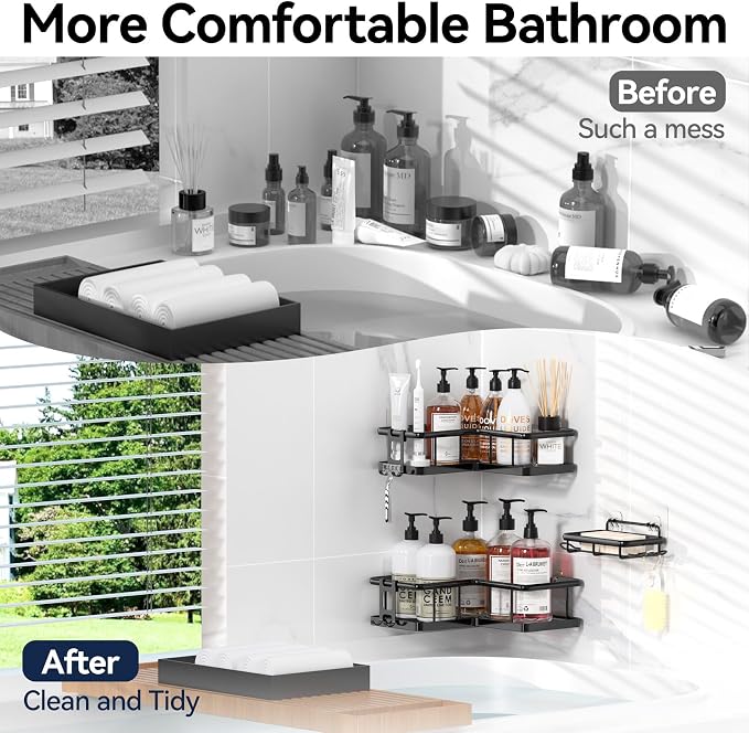YASONIC Corner Shower Caddy Adhesive, 100% Rustproof Shower Organizer - Image 8