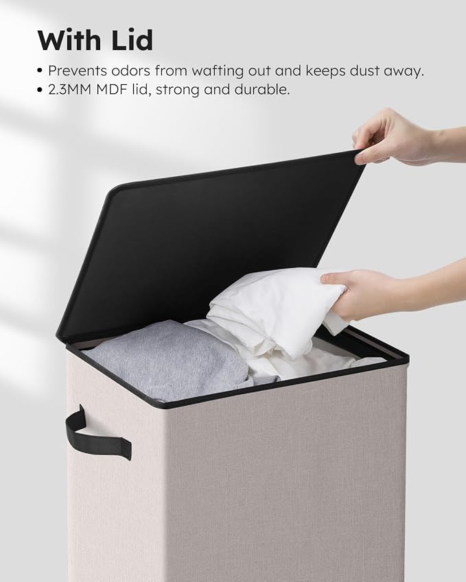 SOLEDI 90L Laundry Hamper with Lid, Large Collapsible Laundry Basket | Sturdy - Image 5