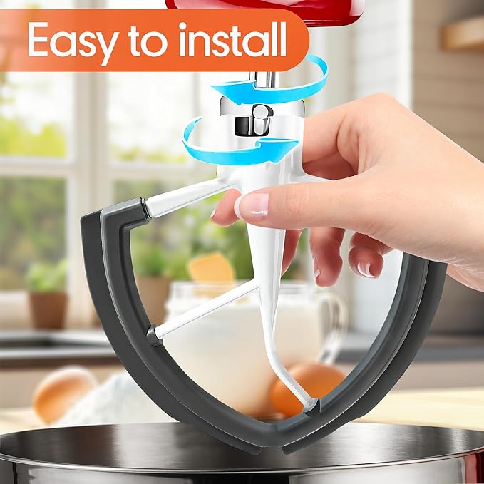 Flex Edge Beater for KitchenAid 5.5-6QT Bowl-Lift Mixers - Silicone Scraper Paddle Flexible Silicone Edges Bowl Scraper for Kitchen Aid Accessories and Attachments – Dishwasher-Safe