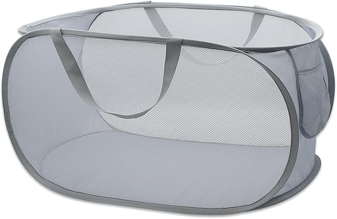 Sturdy Mesh Laundry Hamper Basket Bag, collapsible Pop up by HONOMA