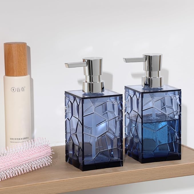 Clear Acrylic Pump Bottle Refillable Lotion Soap Dispenser 10oz Blue | BPA-Free - Image 5