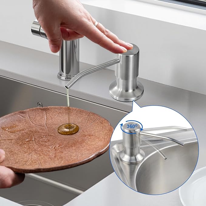 Soap Dispenser for Kitchen Sink, Brushed Nickel Built in Sink Soap Dispenser - Image 2