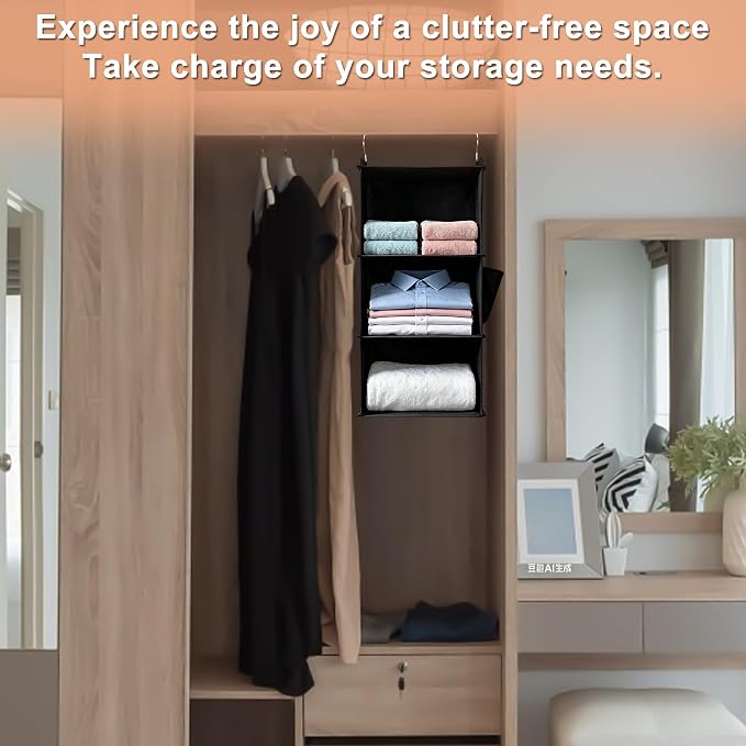 Hanging Closet Organizer and Shelves, 3 Shelves - Image 6