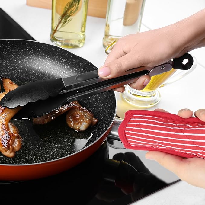 uxcell 8Pcs Pan Handle Sleeve, Pot Handle Covers Heat Resistant Iron Skillet Handle Covers for Kitchen Baking Cooking Supplies, Red